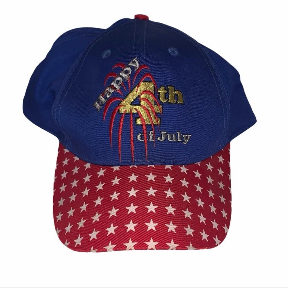 VTG July 4th Red White Blue Light Up SnapBack Trucker Cap Stars Americana USA